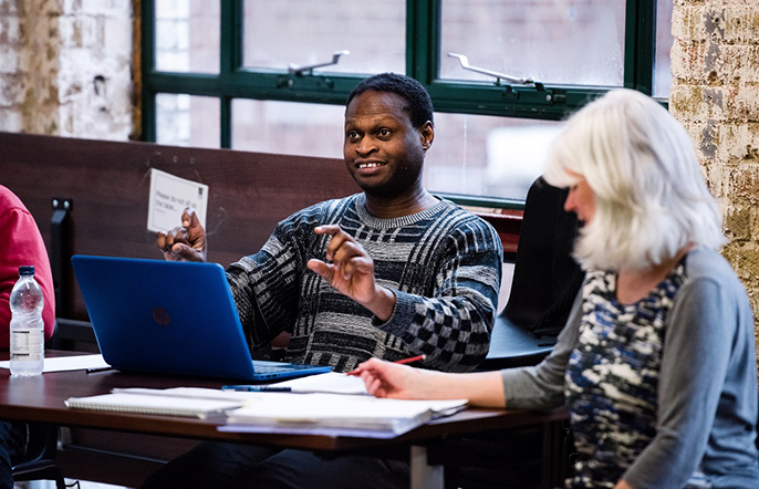 Oladipo Agboluaje (c) Alex Brenner, no use without credit - New Nigerians rehearsal @ Arcola