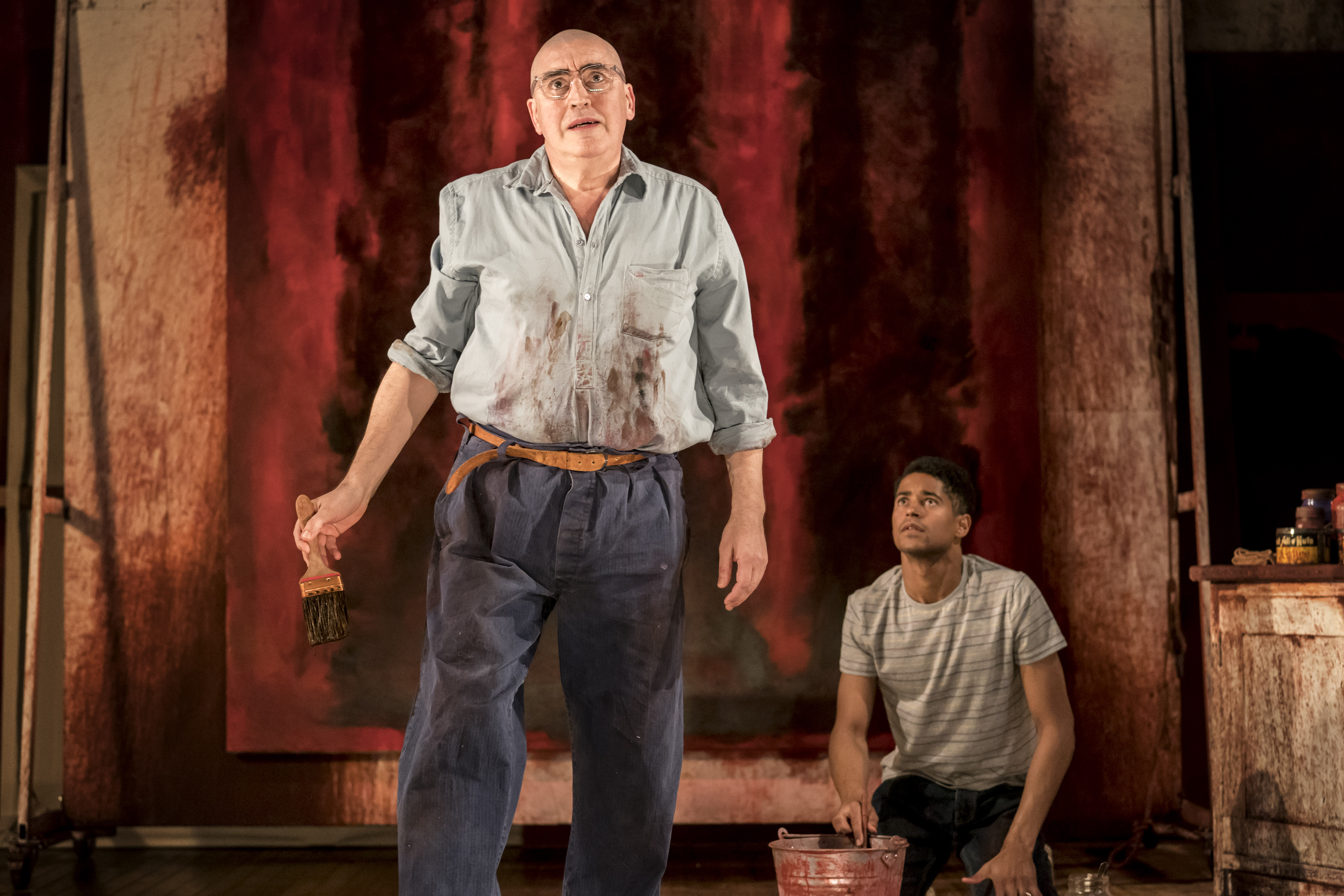 RED, Wyndhams Theatre - Alfred Molina (Mark Rothko), Alfred Enoch (Ken). photo by Johan Persson
