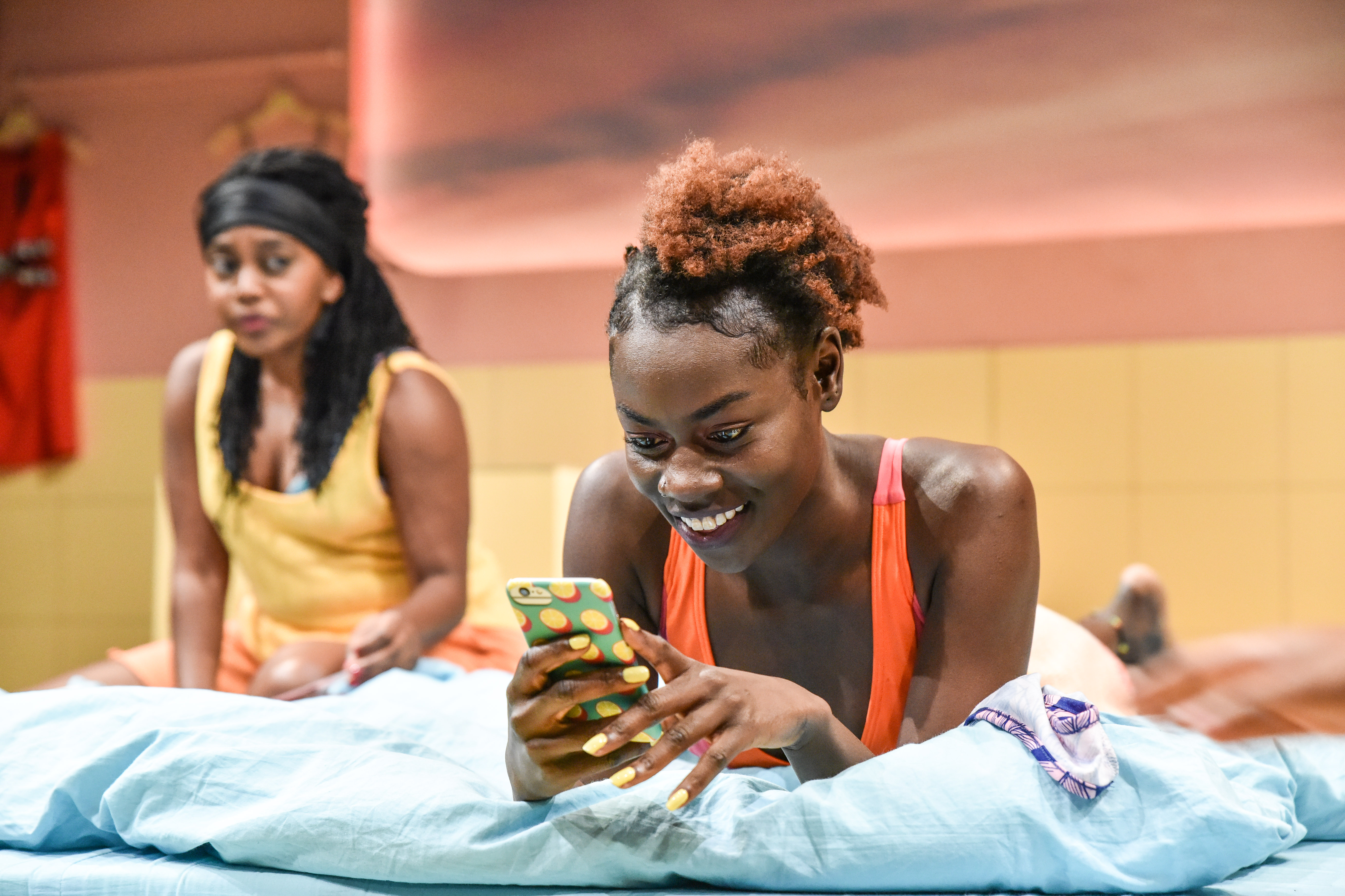Aretha Ayeh (Alex) and Marième Diouf (Bim) in The Hoes at Hampstead Downstairs. Photo credit Robert Day