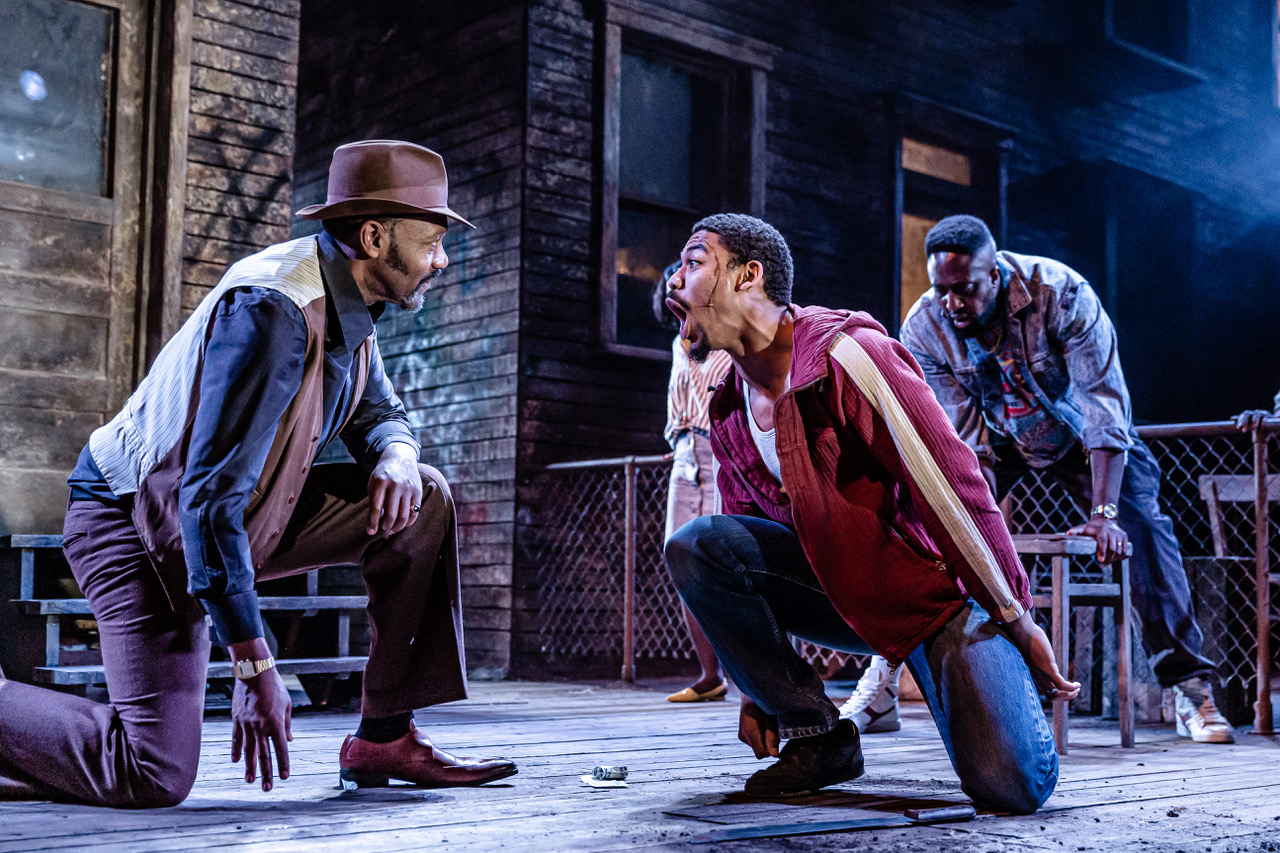 Lenny Henry (Elmore) and Aaron Pierre (King) in King Hedley II at Theatre Royal Stratford East. Photo by Richard Davenport