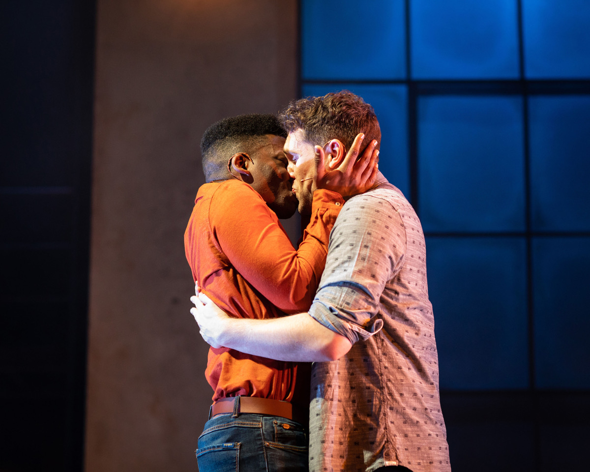 Tyrone Huntley (Obi) and Billy Cullum (Alex) in Leave To Remain at the Lyric Hammersmith. [Photo credit Helen Maybanks]