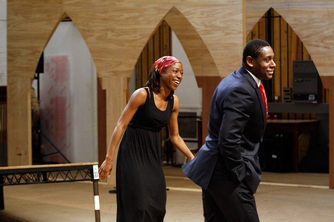 Nikki Amuka-Bird with actor David Harewood - Welcome to Thebes