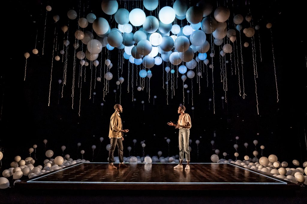 Sheila Atim and Ivanno Jeremiah in CONSTELLATIONS. Directed by Michael Longhurst. Photo by Marc Brenner