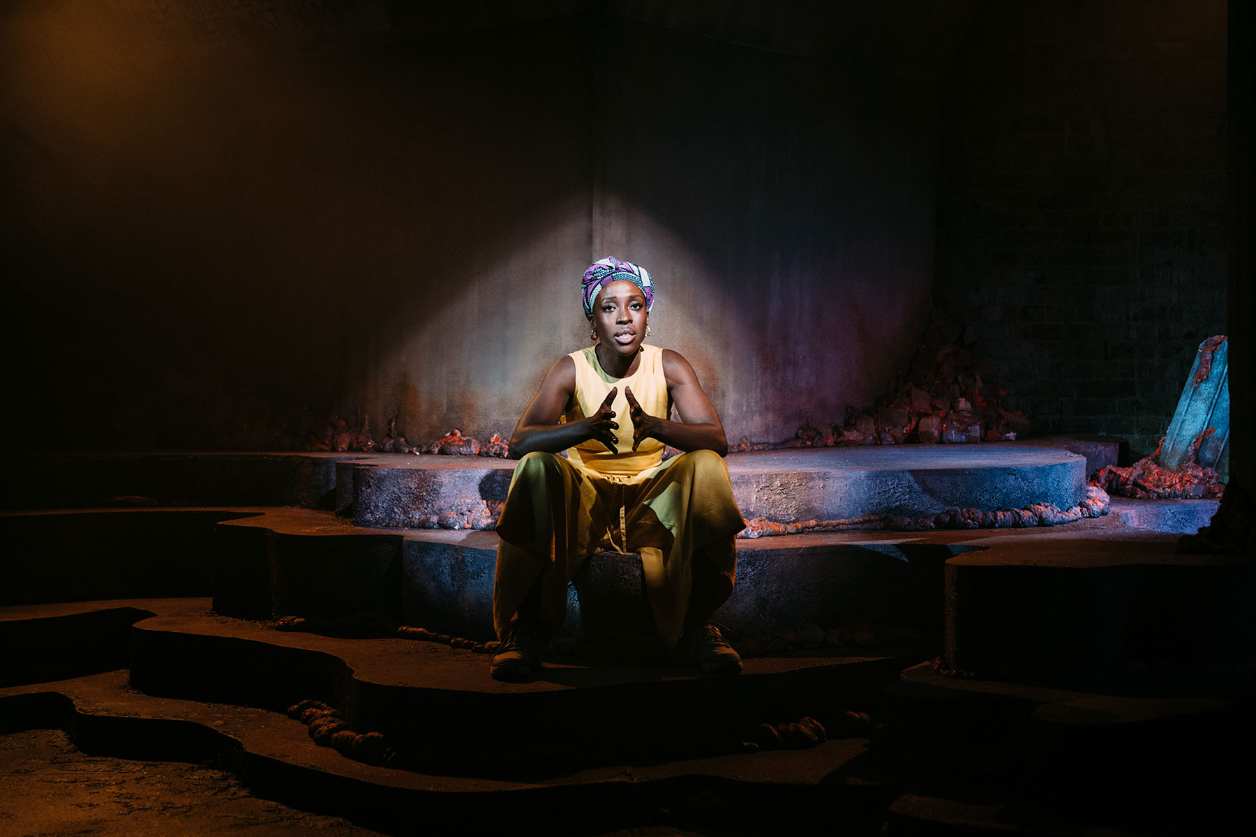 Ronkẹ Adékoluẹjo in 'Lava' at the Bush Theatre. Photo credit Helen Murray