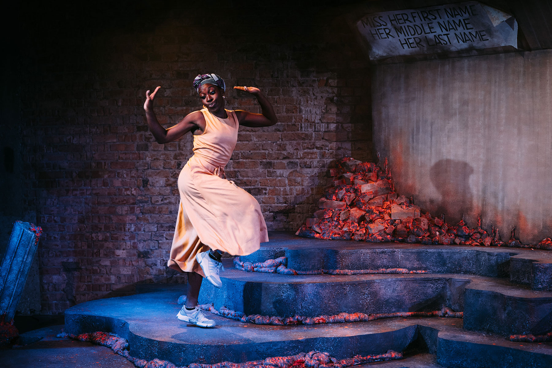 Ronkẹ Adékoluẹjo in 'Lava' at the Bush Theatre. Photo credit Helen Murray
