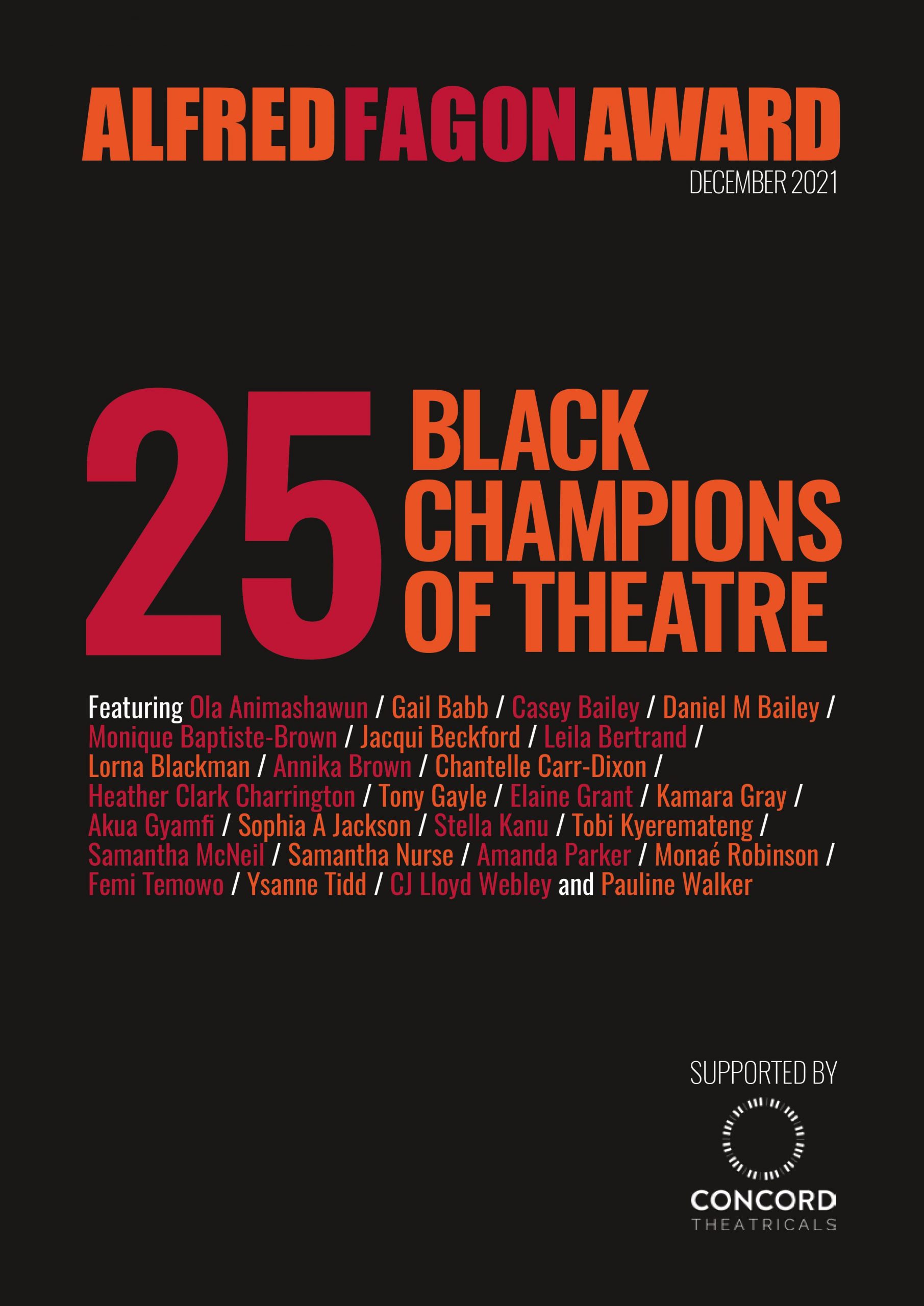 Front cover Alfred Fagon Award_25 Black Champions of Theatre