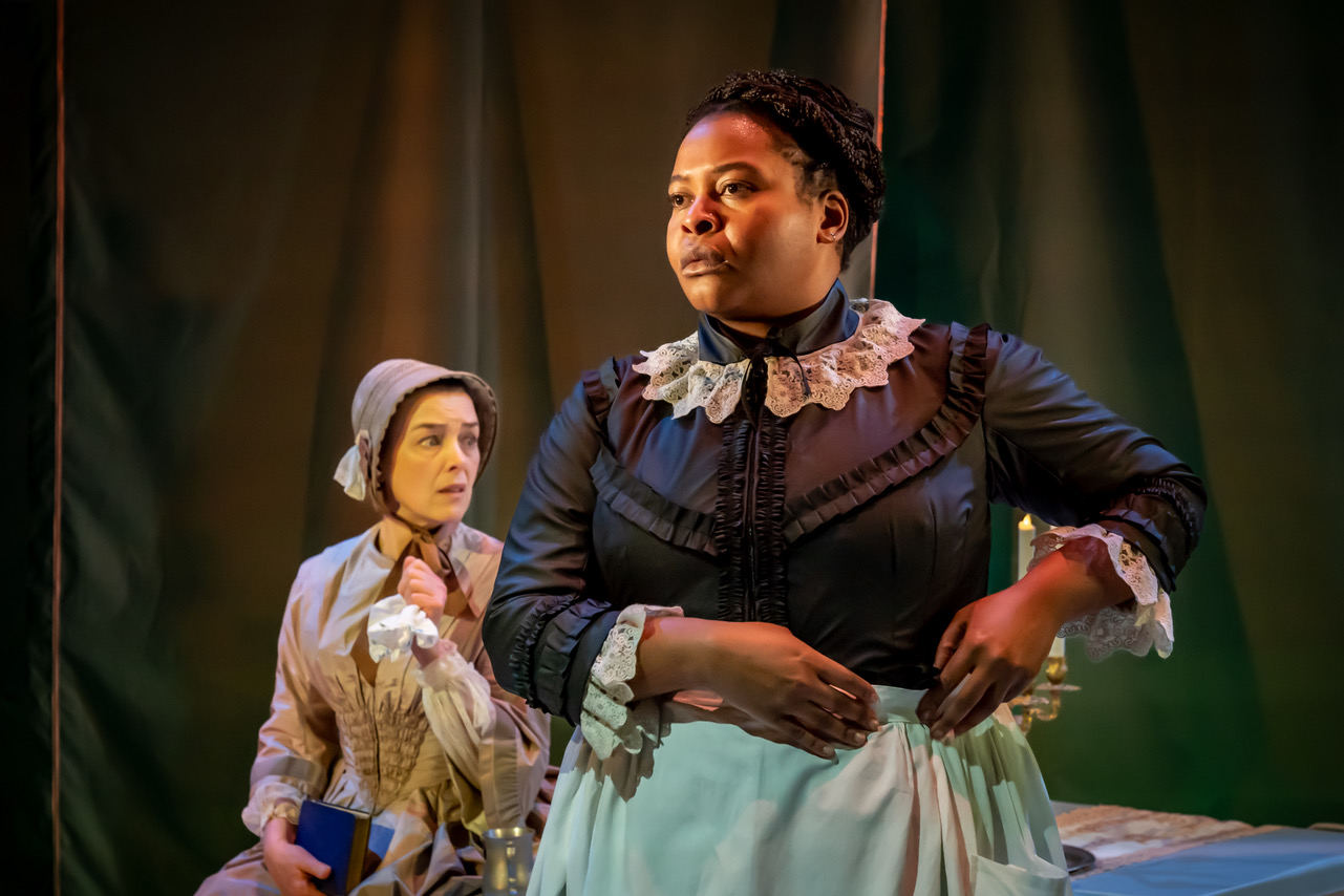 Kayla Meikle and Olivia Williams in MARYS SEACOLE. Directed by Nadia Latif. Photo Marc Brenner
