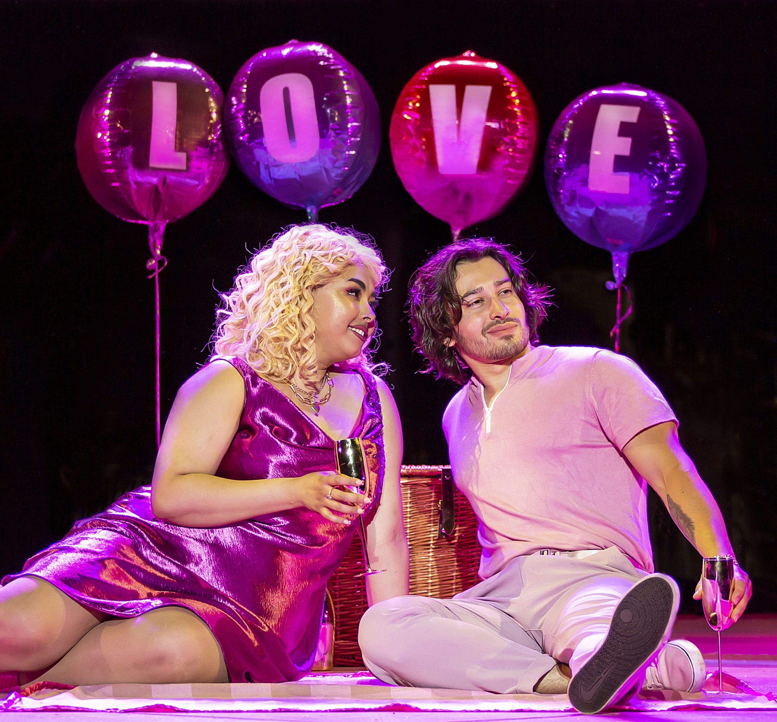Courtney Bowman (Elle), Alistair Toovey (Warner) in Legally Blonde at Regent's Park Open Air Theatre. Photo Pamela Raith