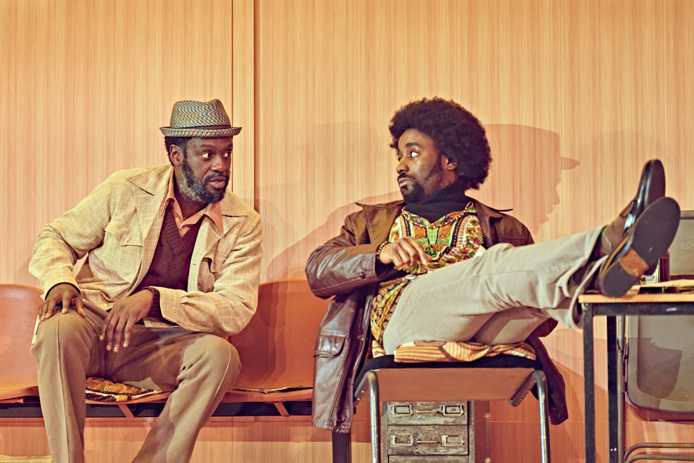 Sule Rimi as Turnbo and Nnabiko Ejimofor as Shealy in Jitney at The Old Vic