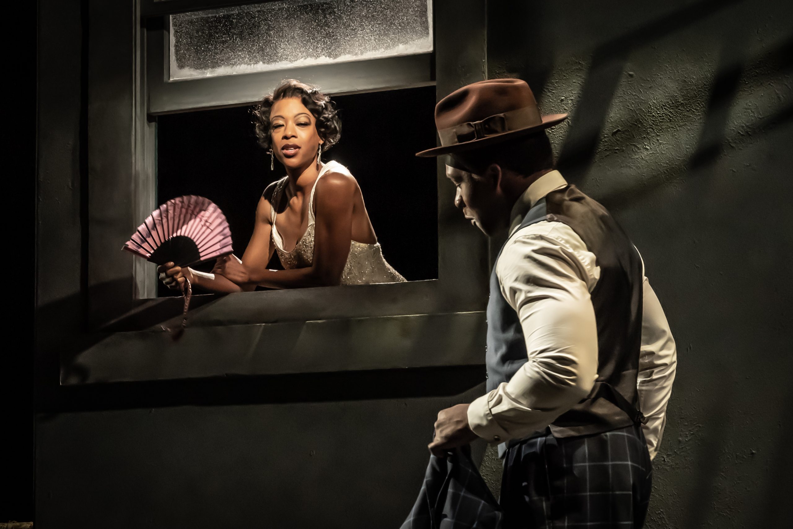 Samira Wiley (Angel) and Osy Ikhile (Leland) in Blues for an Alabama Sky. Photo by Marc Brenner