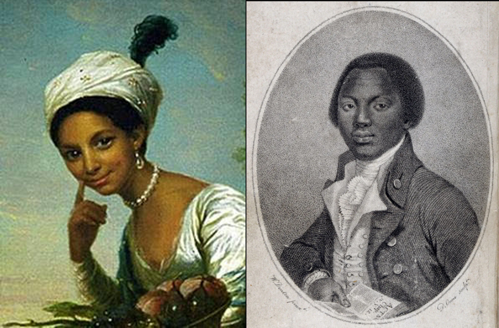 [left] Dido Elizabeth Belle and [right] Olaudah Equiano (public domain) We Were Here exhibition by Emily Momoh, CAMDEN