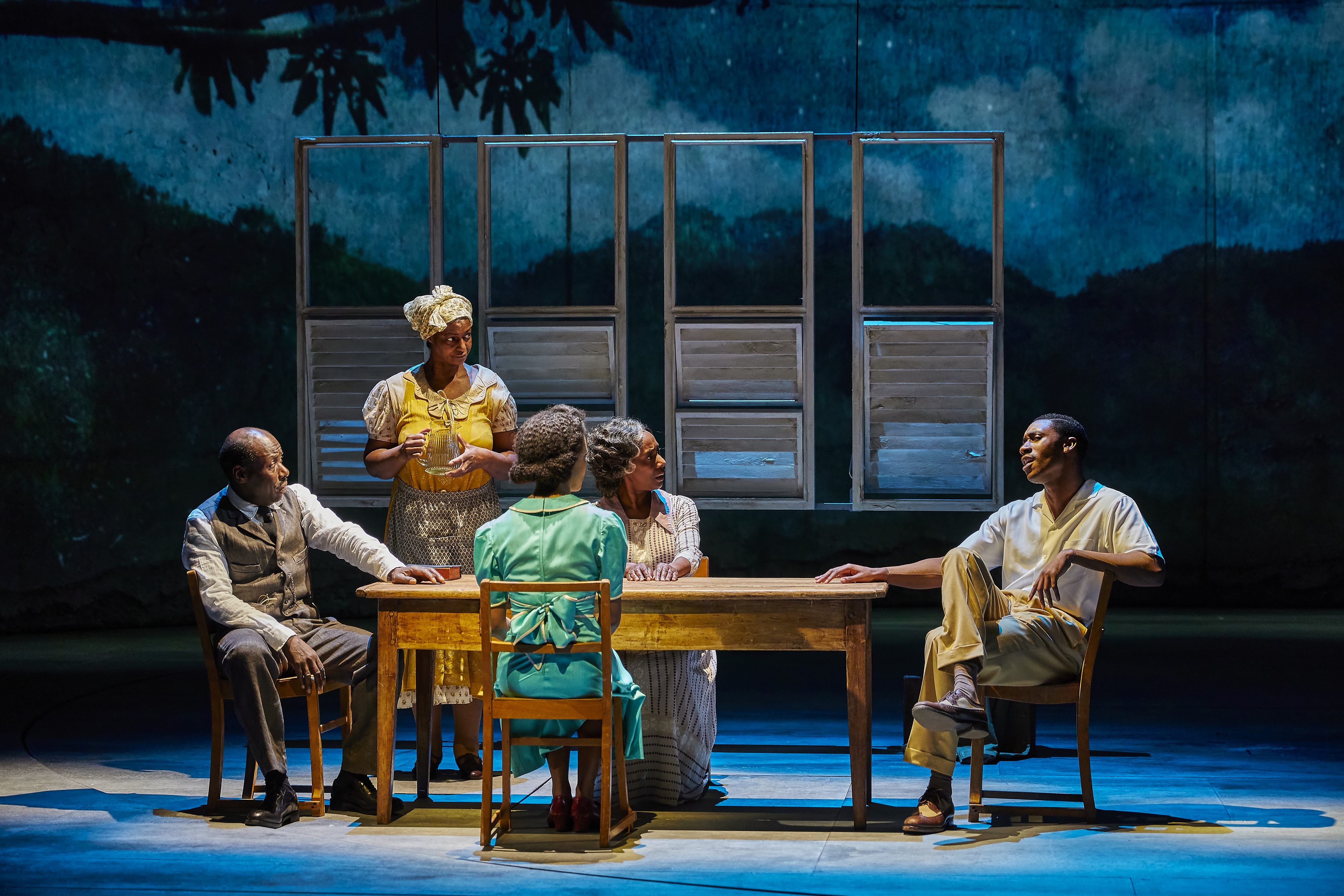 Trevor Laird, Sandra James-Young, Jacqueline Boatswain and CJ Beckford in Small Island, National Theatre - credit Brinkhoff Moegenburg