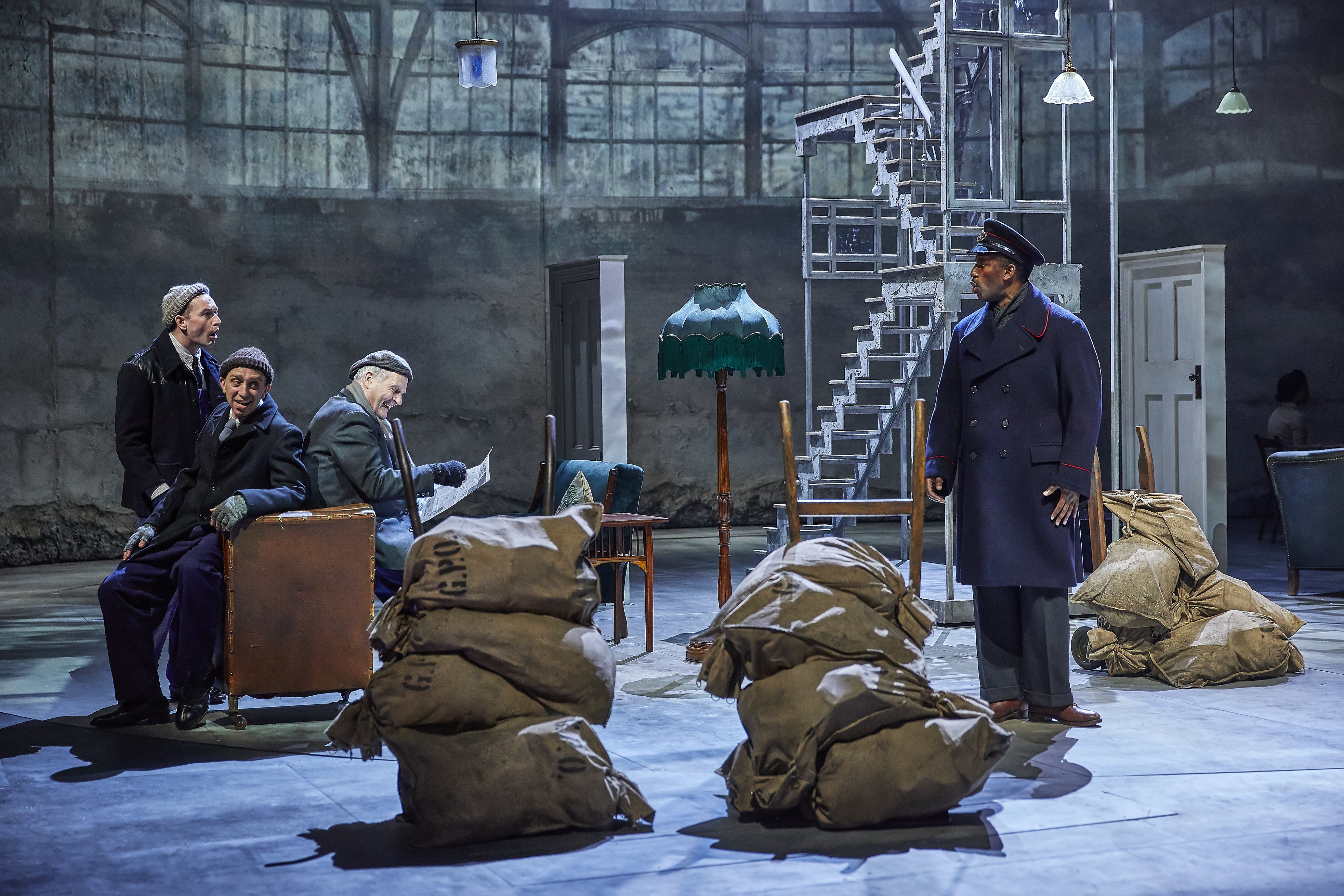 Cavan Clarke, Adam Ewan, Paul Bentall and Gershwyn Eustache Jnr in Small Island, National Theatre - credit Brinkhoff Moegenburg