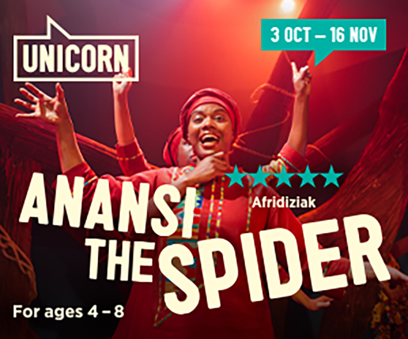 Anansi the Spider <br> By Justin Audibert <p> 3 Oct - 16 Nov 2025 </p> 1 Anansi the Spider