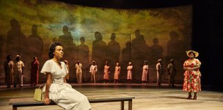 Small Island Leah Harvey and Shiloh Coke in Small Island, National Theatre - credit Brinkhoff Moegenburg