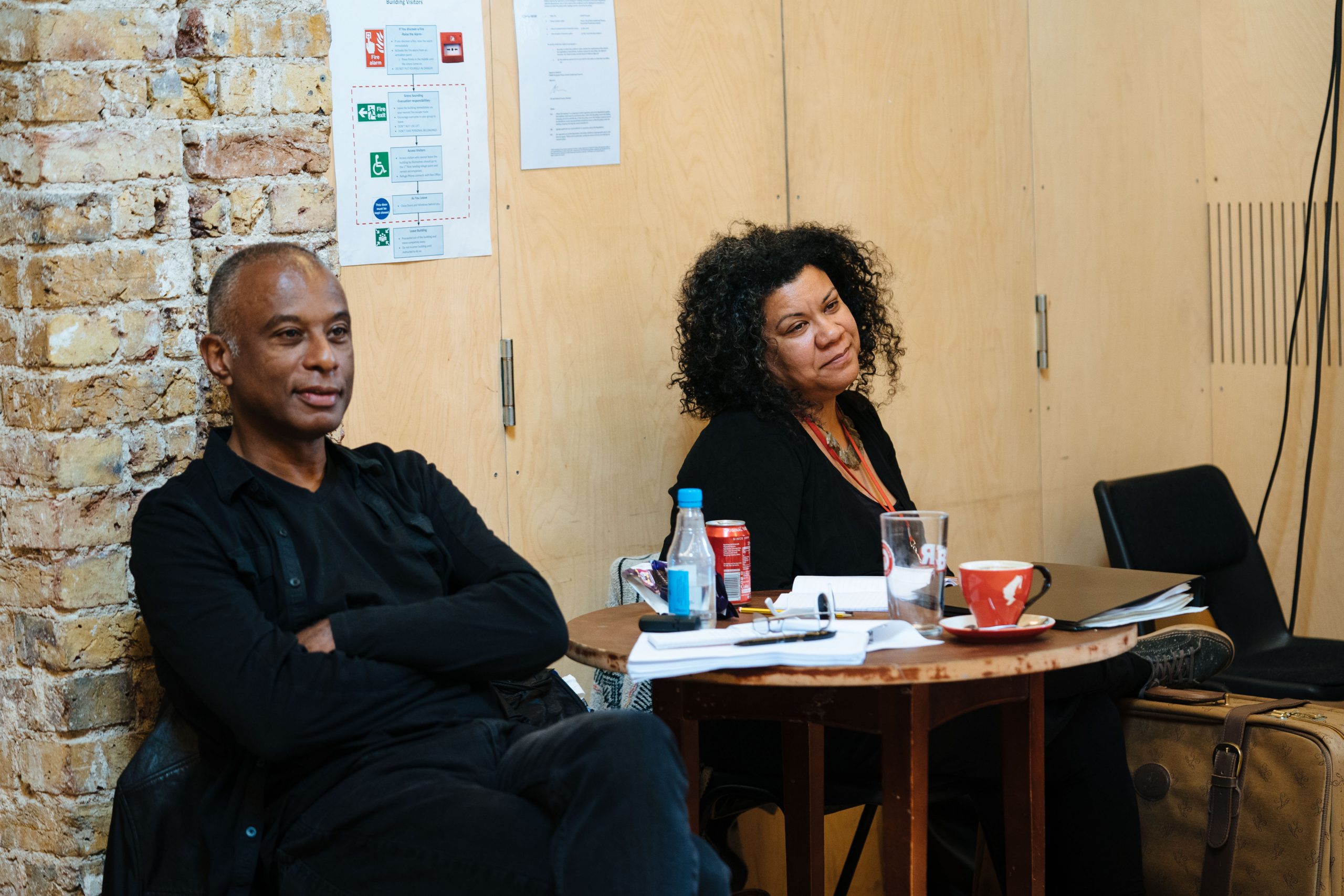 Writer Caryl Phillips and Director Nancy Medina in 'Strange Fruit' rehearsals. Photo credit Helen Murray