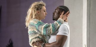 Julie Vanessa Kirby as Julie and Eric Kofi Abrefa as Jean in Julie at the National Theatre (c) Richard H Smith