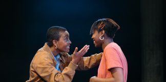 Leave Taking by Winsome Pinnock Adjoa Andoh and Seraphina Beh in Leave Taking at the Bush Theatre © Helen Murray