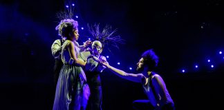 A Midsummer Night’s Dream Amber James and Kieran Hill as Titania and Oberon in A Midsummer Night's Dream at the Open Air Theatre. Photo Jane Hobson