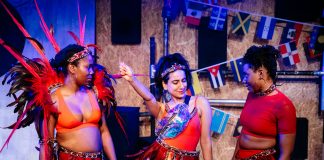 J’Ouvert by Yasmin Joseph J'Ouvert, Theatre503, Sharla Smith, Annice Boparai and Sapphire Joy (Credit Helen Murray)