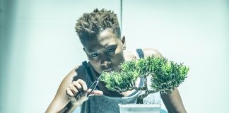 The Phlebotomist, by Ella Road Jade Anouka (Bea) in The Phlebotomist at Hampstead Theatre. Photo credit Marc Brenner.