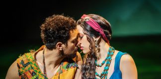 The Prince of Egypt – review Luke Brady as Moses and Christine Allado as Tzipporah in The Prince Of Egypt, credit Tristram Kenton © DWA LLC