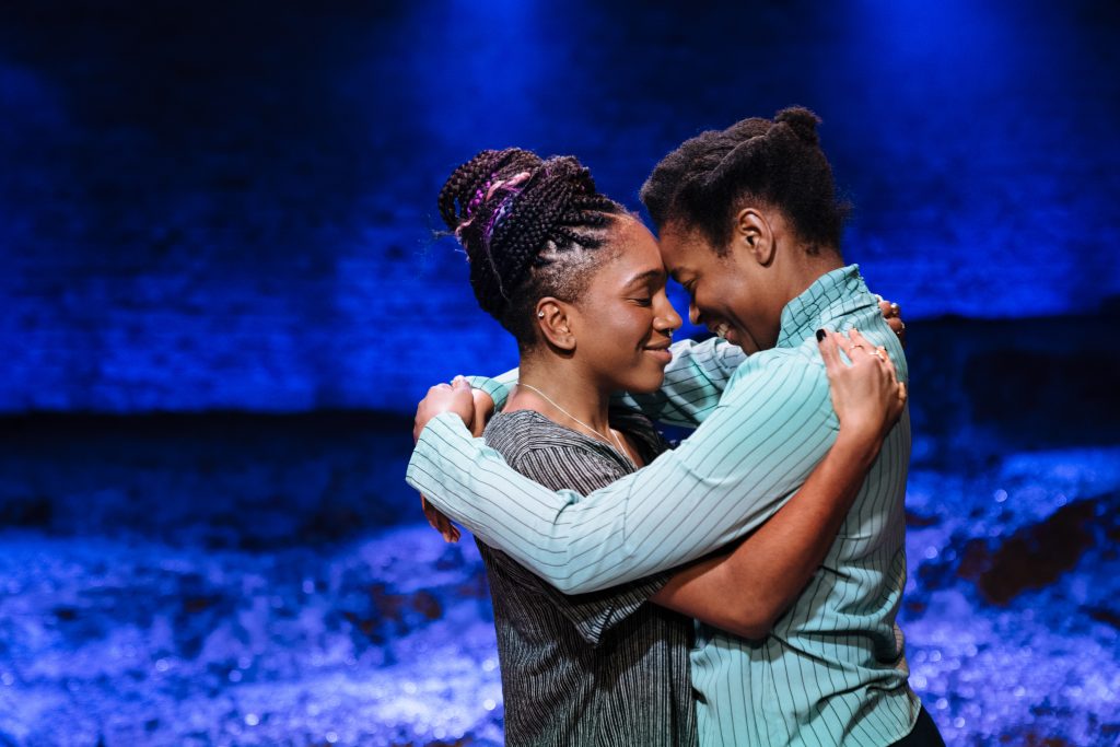 l-r Cherrelle Skeete (Tara) and Ibinabo Jack (Leah) in 'The High Table' at the Bush Theatre. Photo credit Helen Murray