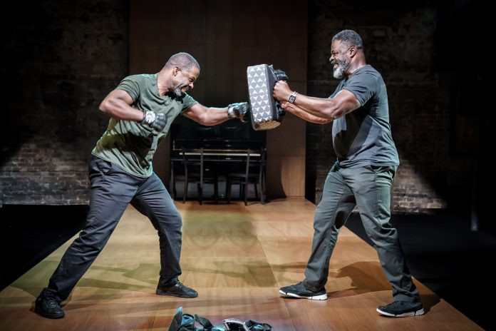 Hymn at the Almeida. Adrian Lester and Danny Sapani. Photo credit - Marc Brenner