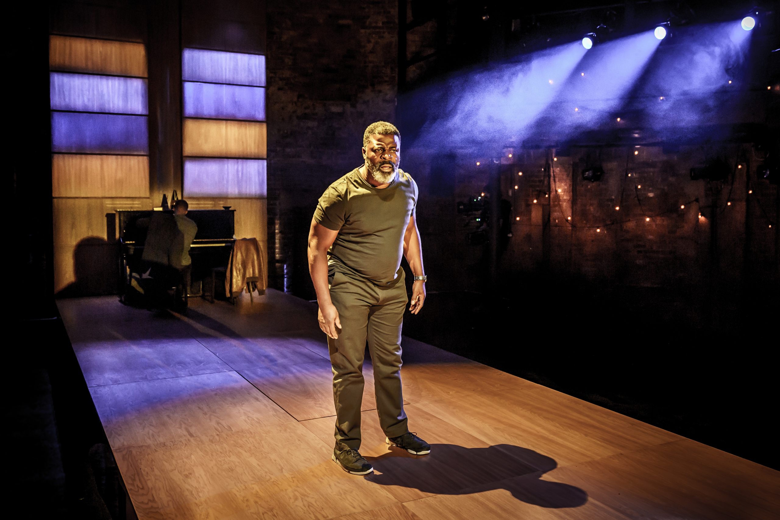 Hymn at the Almeida. Adrian Lester (back) and Danny Sapani (front). Photo credit - Marc Brenner