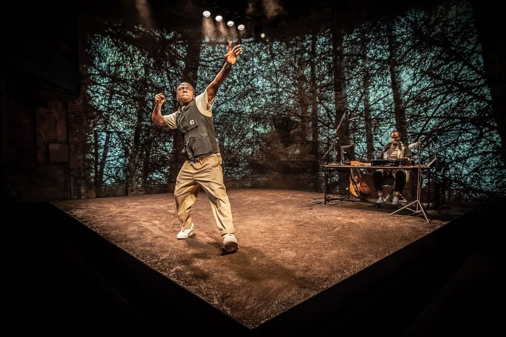 and breathe... at the Almeida Theatre. David Jonsson and Femi Temowo (musician). photo credit - Marc Brenner