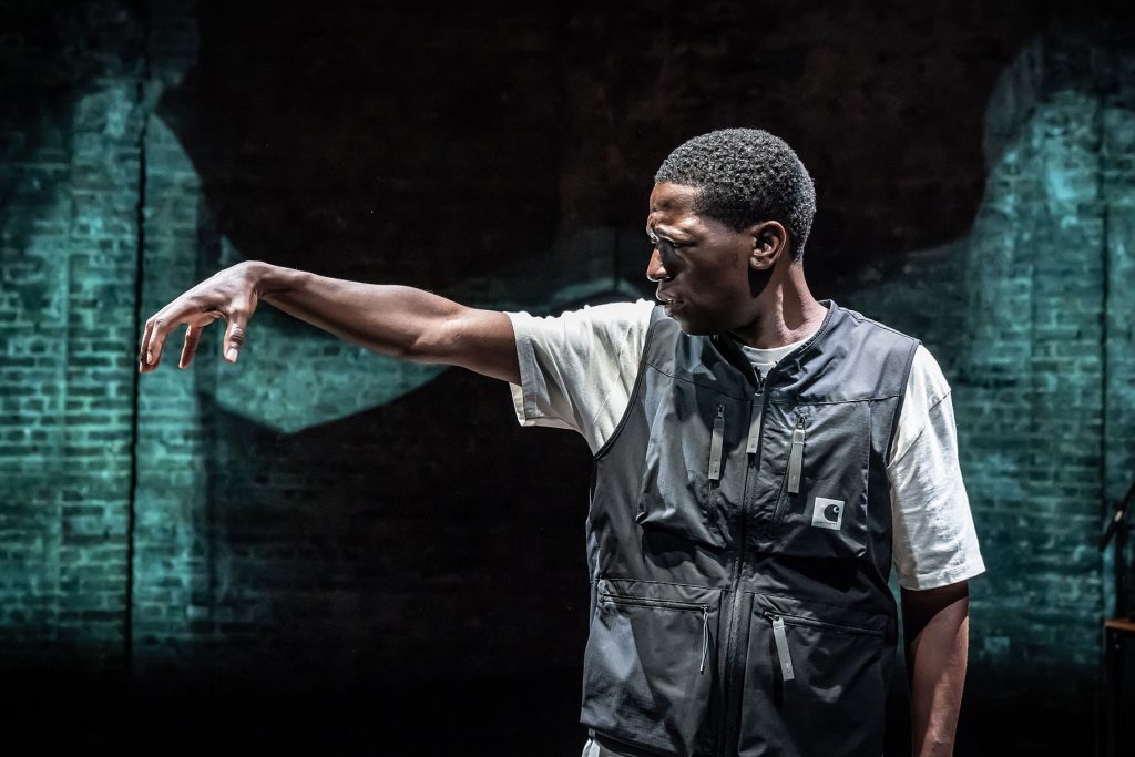 and breathe... at the Almeida Theatre. David Jonsson and Femi Temowo (musician). photo credit - Marc Brenner