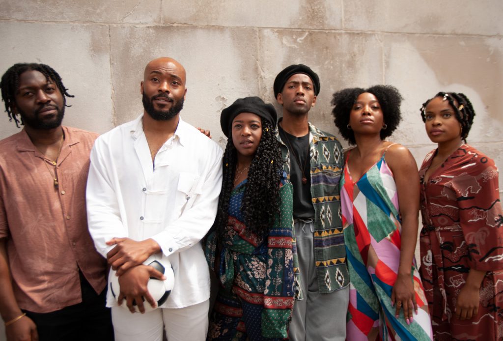 Natey Jones (Peter Tosh), Arinzé Kene (Bob Marley), Gabrielle Brooks (Rita Marley), Jacade Simpson (Bunny Wailer), Sophia Mackay (Judy Mowatt), Melissa Brown-Taylor (Marcia Griffiths) - Photo by Adrian Boo