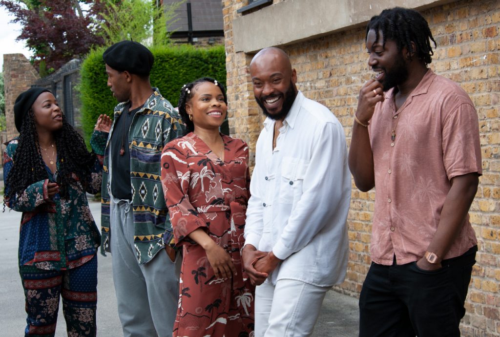 Gabrielle Brooks (Rita Marley), Jacade Simpson (Bunny Wailer), Melissa Brown-Taylor (Marcia Griffiths), Arinzé Kene (Bob Marley), Natey Jones (Peter Tosh) - Photo by Adrian Boot