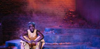 Lava by Benedict Lombe – review Ronkẹ Adékoluẹjo in 'Lava' at the Bush Theatre. Photo credit Helen Murray
