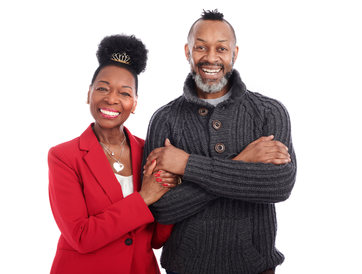 Omar Okai, director, Floella Benjamin, writer, of Coming To England at The Bermingham Rep CREDIT Geraint Lewis