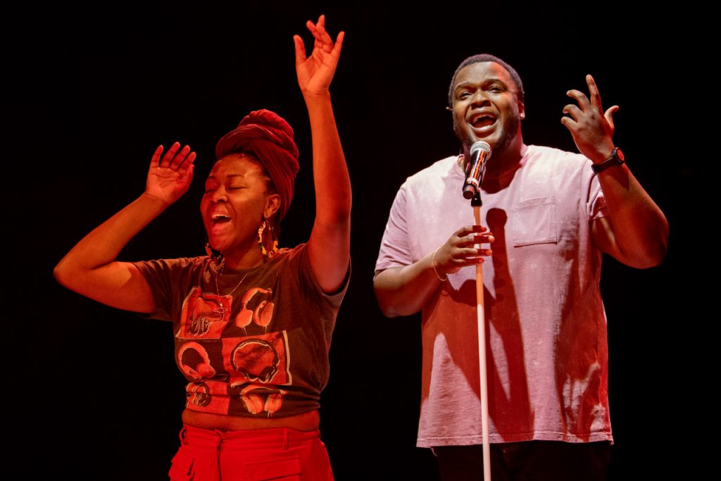 Nicholle Cherrie (Roo) and Nathan Queeley-Dennis (Orion) in Black Love. Photo by Camilla Greenwell.