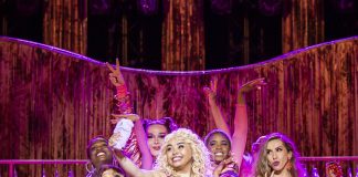 Legally Blonde – review Courtney Bowman (Elle) and Ensemble (2) in Legally Blonde at Regent's Park Open Air Theatre. Photo Pamela Raith