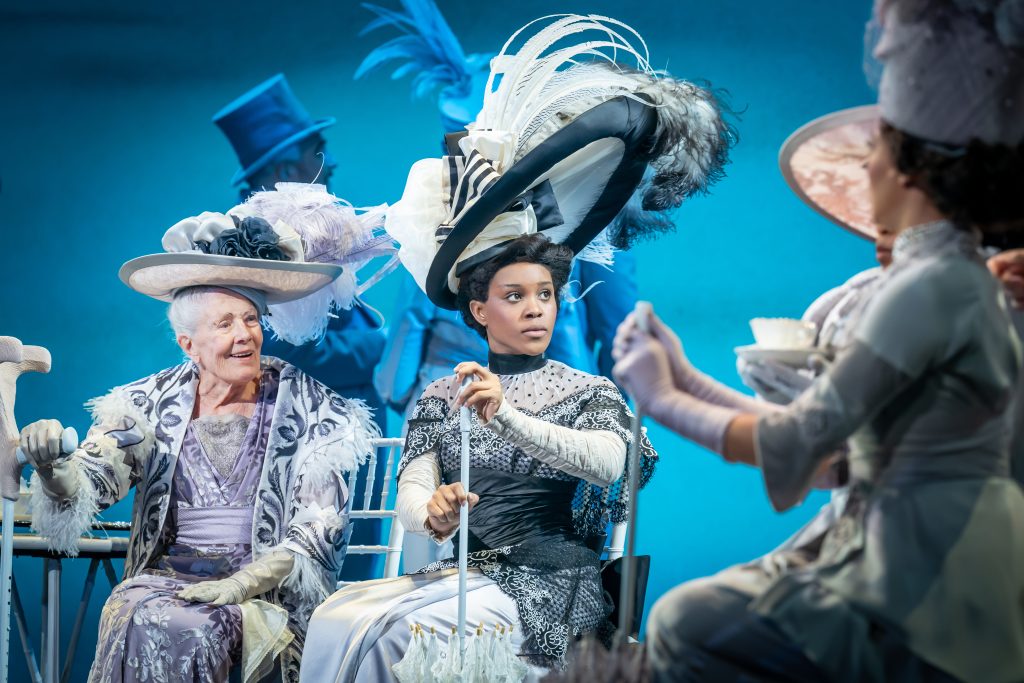 Dame Vanessa Redgrave as Mrs Higgins and Amara Okereke as Eliza Doolittle. Credit Marc Brenner