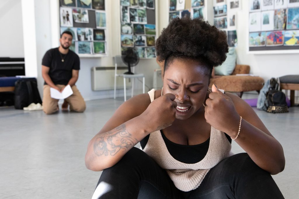 Aaron Anthony and Nadine Higgin in Yellowman rehearsals - photo by Ali Wright