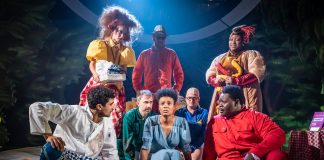 The Wonderful World of Dissocia – review The Company of The Wonderful World of Dissocia at Theatre Royal Stratford East. Credit Marc Brenner.