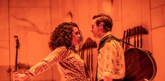 Oklahoma – review Anoushka Lucas (Laurey Williams) and Arthur Darvill (Curly McLain) in Oklahoma! Photo by Marc Brenner