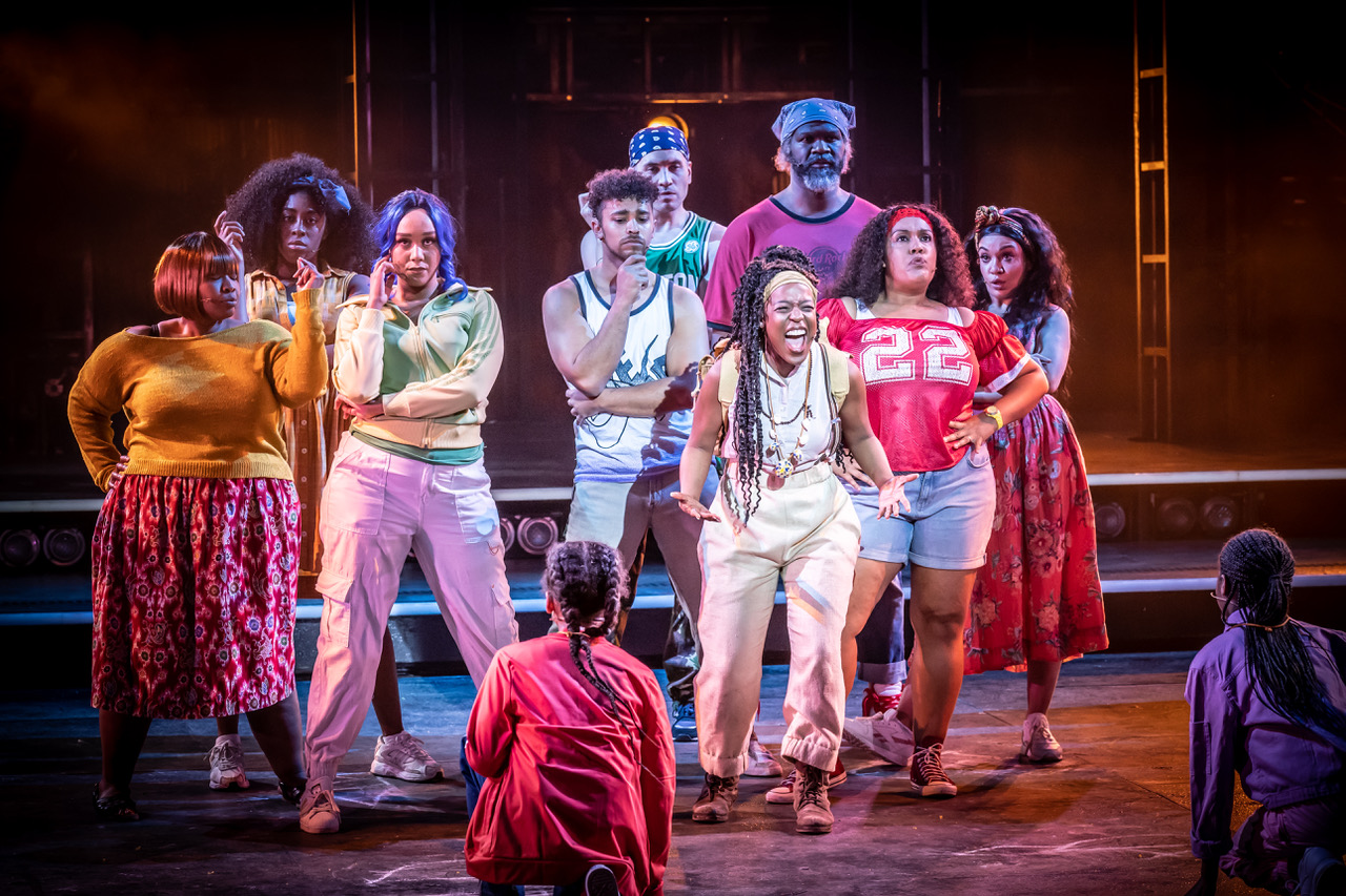 Gabrielle Brooks (Ti Moune) and the ensemble of 'Once On This Island' at Regent's Park Open Air Theatre. Photographer Marc Brenner