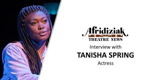 Tanisha Spring – interview Tanisha Spring (Rita Hanson) in Groundhog Day at The Old Vic (c) Manuel Harlan