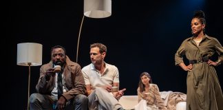 God of Carnage – review Ariyon Bakare, Martin Hutson, Dinita Gohil and Freema Agyeman in God of Carnage at the Lyric Hammersmith Theatre © The Other Richard