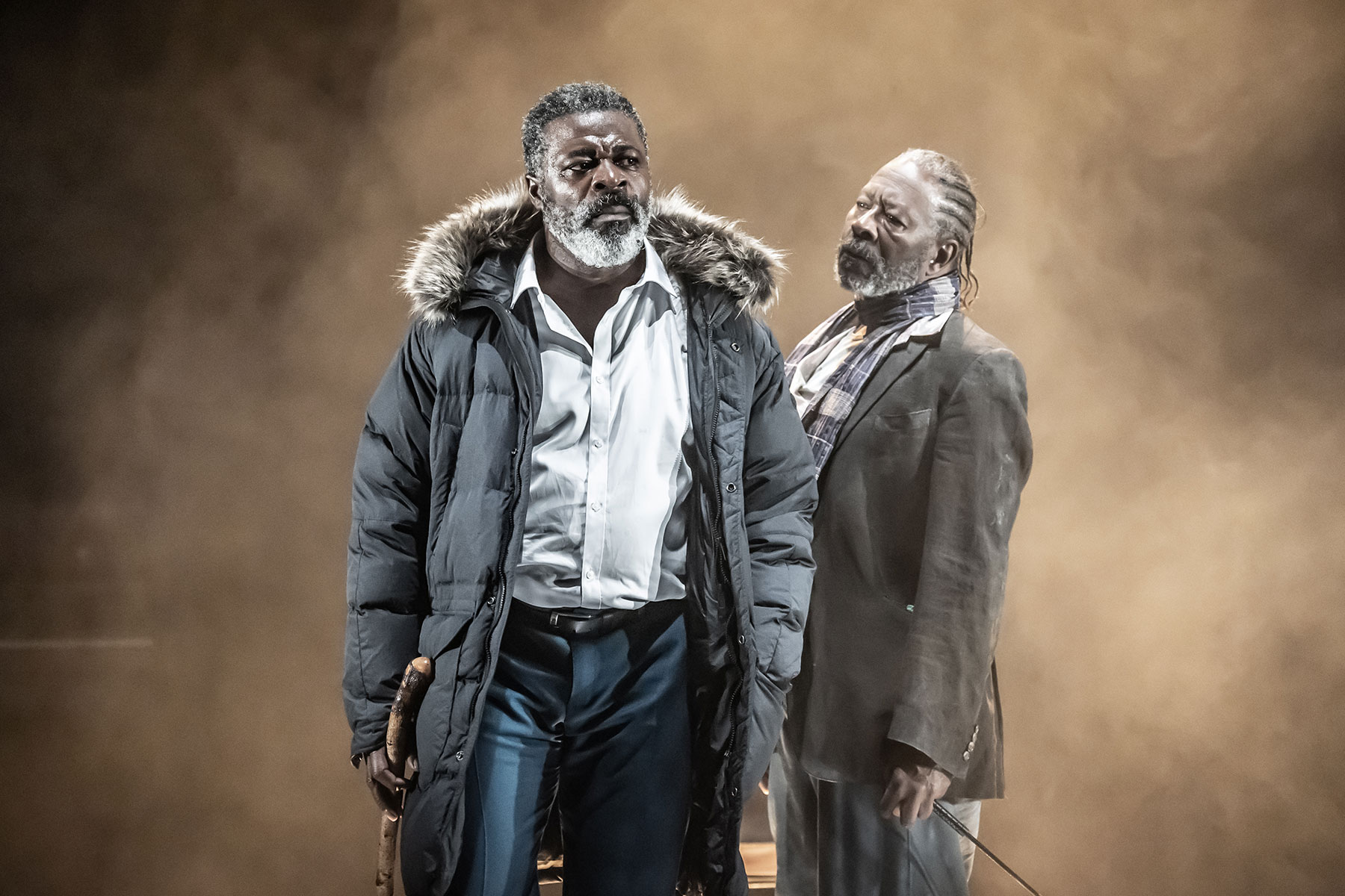 Almeida Theatre King Lear Danny Sapani and Clarke Peters Credit. Marc Brenner