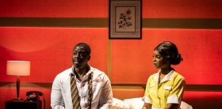 The Mountaintop by Katori Hall – review (L-R) Ray Strasser-King (Dr. Martin Luther King) and Justina Kehinde (Camae) - Photography by Ellie Kurttz