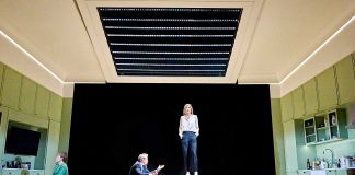 Inter Alia – review Jasper Talbot (Harry), Jamie Glover (Michael) and Rosamund Pike (Jessica) in Inter Alia at the National Theatre. (c) Manuel Harlan