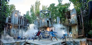 Noughts & Crosses – review Noah Valentine (Callum), Corinna Brown (Sephy) and cast in Noughts & Crosses (c) Manuel Harlan