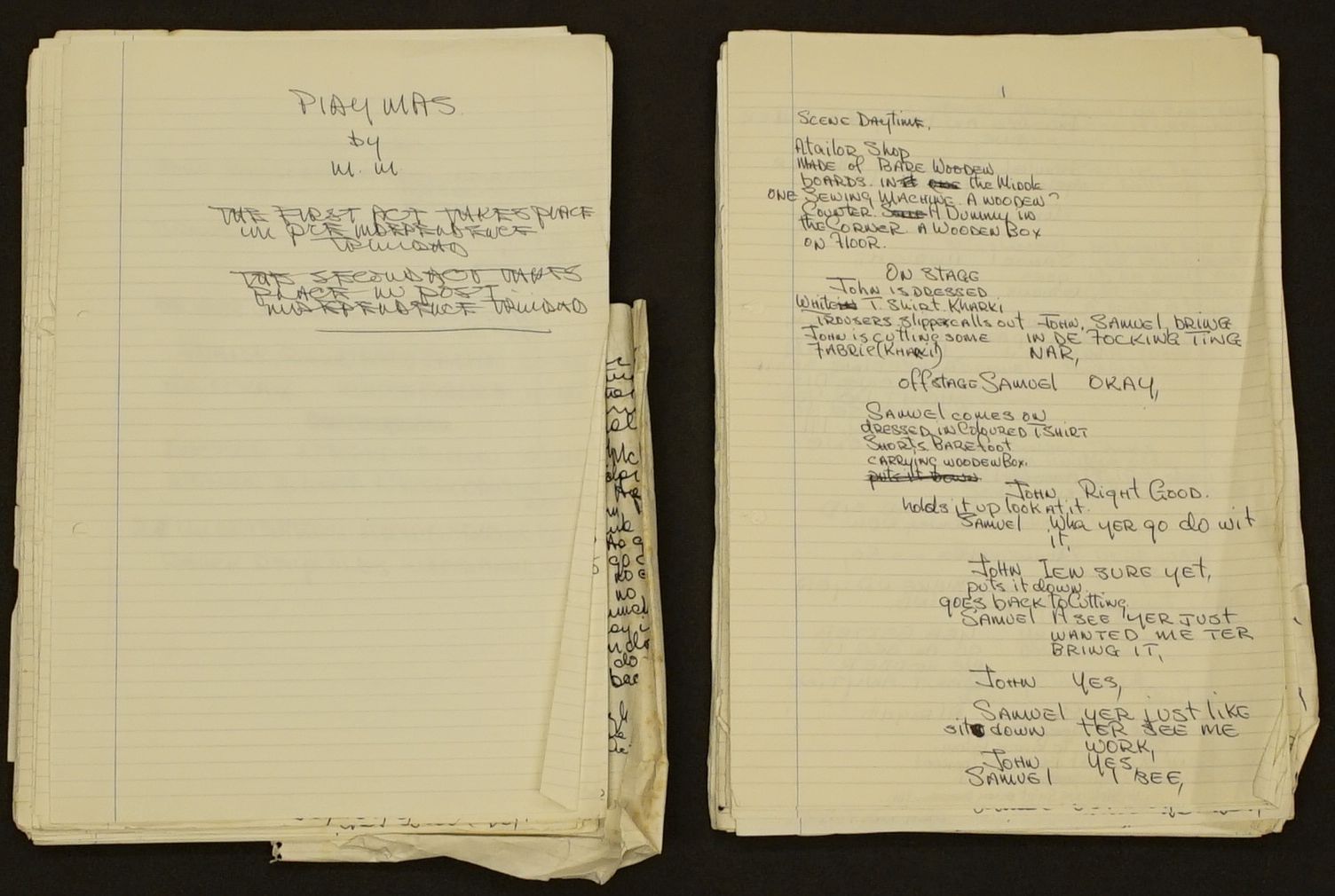 British Library acquires archive of pioneering Black playwright Mustapha Matura 3 Title and first page of Play Mas literary draft by Mustapha Matura (undated, first performed in 1974). (c) Estate of Mustapha Matura