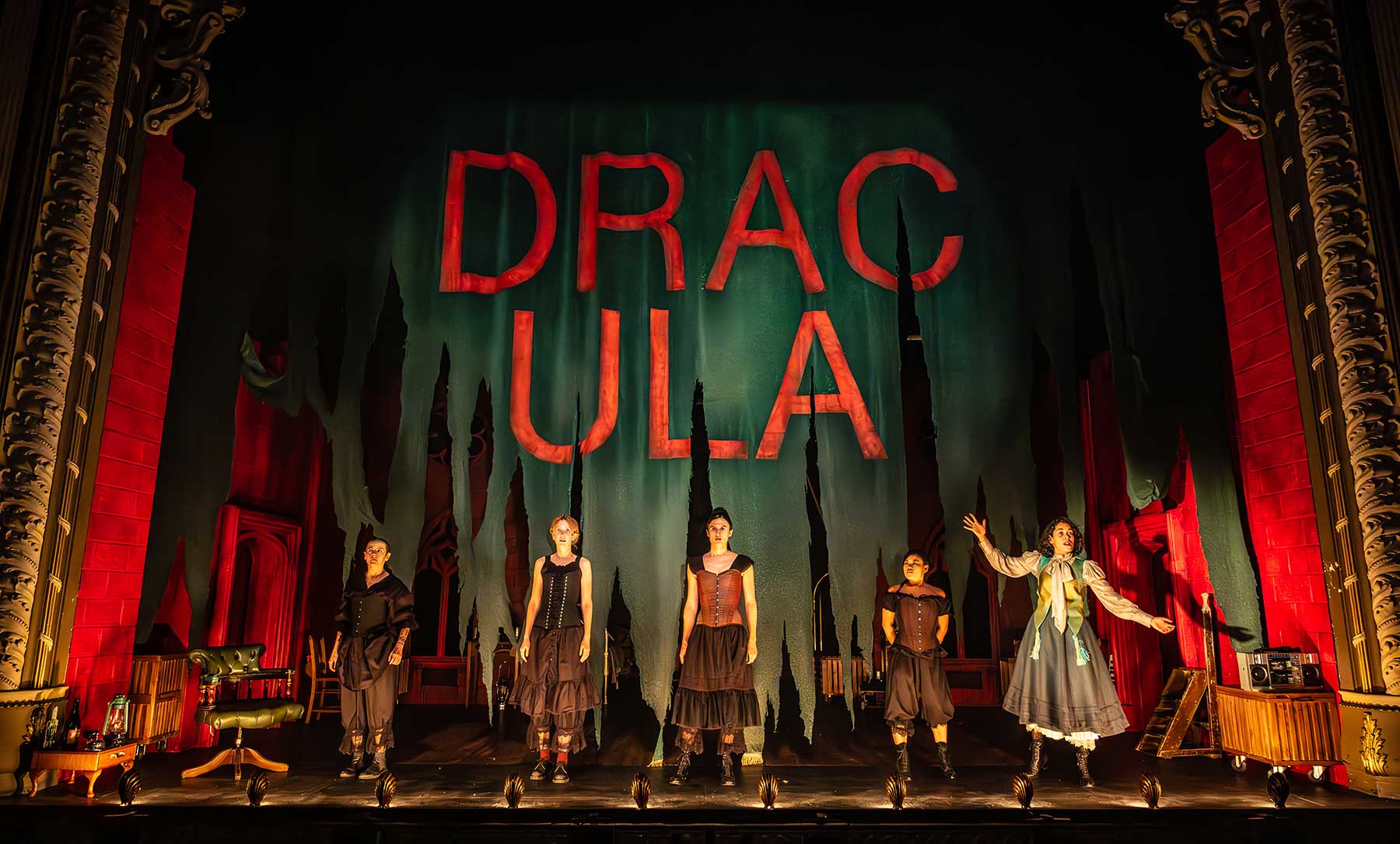 Dracula – review 1 Dracula B Terry, Phoebe Naughton, Macy Seelochan, Mei Mac, Umi Myers Photography credit Marc Brenner